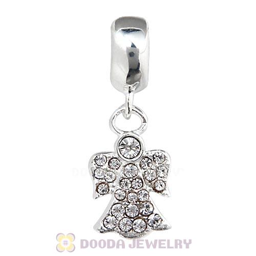 Sterling Silver Angel Dangle Beads with Clear Austrian Crystal