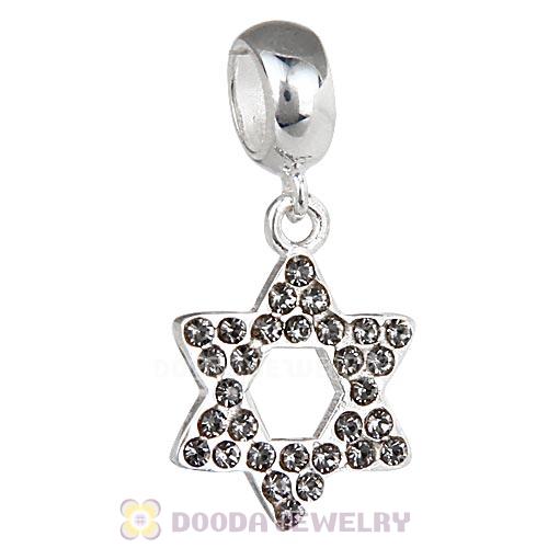 Sterling Silver Star Of David Dangle Beads with Black Diamond Austrian Crystal