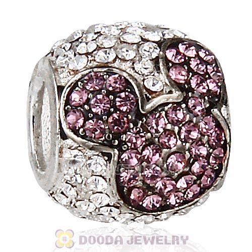 Sterling Silver Jeweled Mickey Charms with Light Amethyst and Clear Austrian Crystal