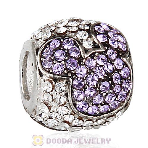 Sterling Silver Jeweled Mickey Charms with Violet and Clear Austrian Crystal