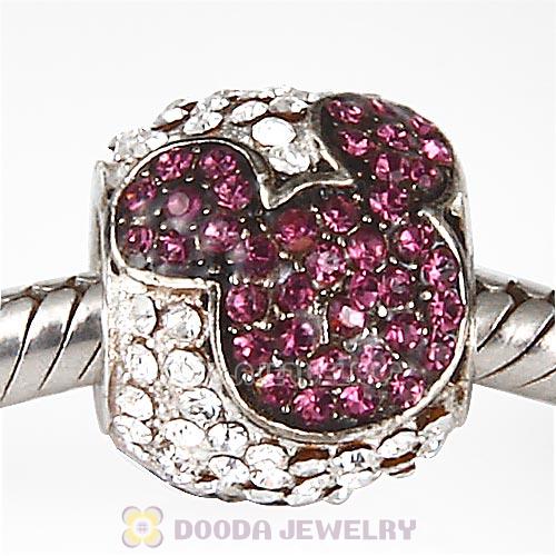 Sterling Silver Jeweled Mickey Charms with Amethyst and Clear Austrian Crystal