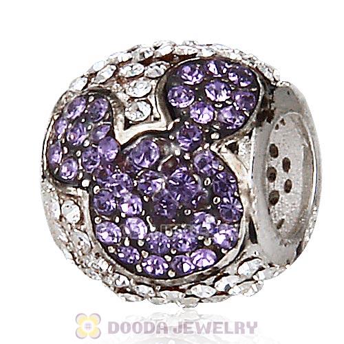 Sterling Silver Jeweled Mickey Charms with Tanzanite and Clear Austrian Crystal