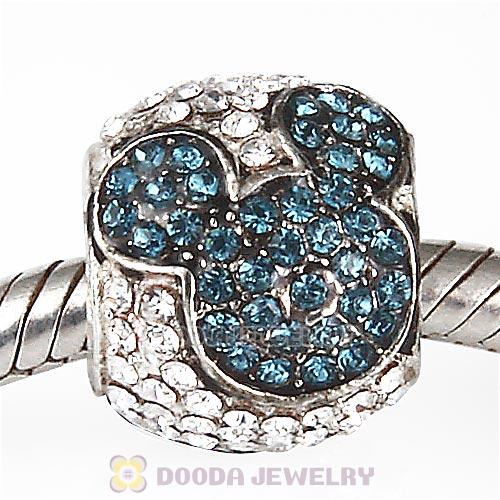 Sterling Silver Jeweled Mickey Charms with Montana and Clear Austrian Crystal