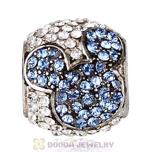 Sterling Silver Jeweled Mickey Charms with Light Sapphire and Clear Austrian Crystal