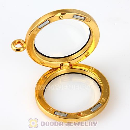 30mm Gold Plated Alloy Glass Floating Locket Pendant Wholesale