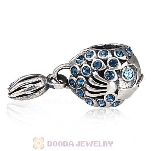 Sterling Silver Splish Splash Fish Charm with Montana Austrian Crystal