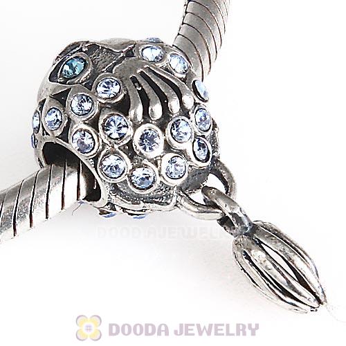 Sterling Silver Splish Splash Fish Charm with Light Sapphire Austrian Crystal