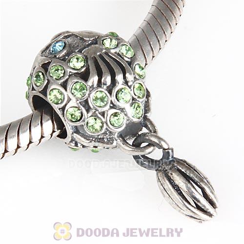 Sterling Silver Splish Splash Fish Charm with Peridot Austrian Crystal