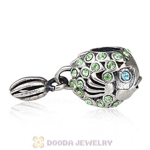 Sterling Silver Splish Splash Fish Charm with Peridot Austrian Crystal