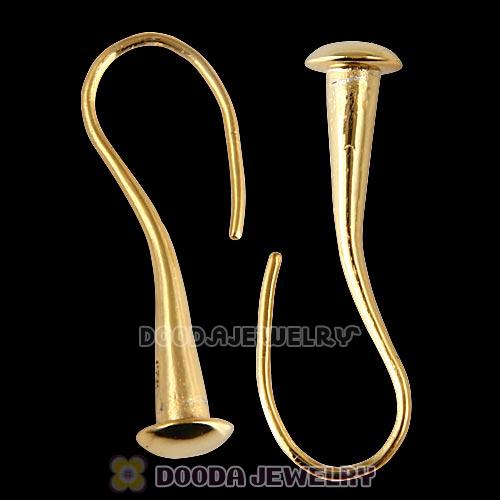 Gold Plated Silver Sleek Fish Hook Teardrop Earrings fit European Beads