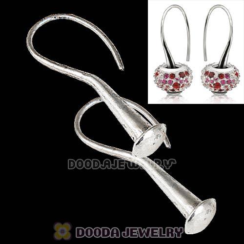 Antique Sterling Silver Sleek Fish Hook Teardrop Earrings fit European Beads