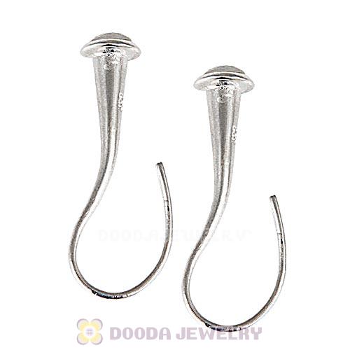 Sterling Silver Sleek Fish Hook Teardrop Earrings with CZ Stone