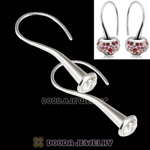 Sterling Silver Sleek Fish Hook Teardrop Earrings with CZ Stone