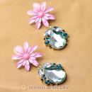 Fashion Alloy Resin Crystal Flower Teardrop Stud Earrings