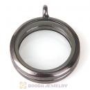 30mm Gun Black Plated Alloy Glass Floating Locket Pendant Wholesale