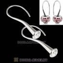 Sterling Silver Sleek Fish Hook Teardrop Earrings with CZ Stone