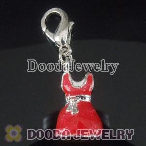 Wholesale Silver Plated Alloy Red Dress Charms