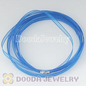 42cm Charm Jewelry Blue Silk Necklace with sterling silver clasp