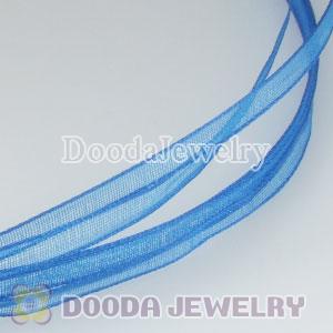 42cm European Style Blue Silk Necklace with sterling silver clasp