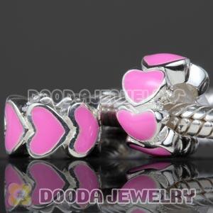 S925 Sterling Silver Charm Jewelry Beads Enamel Pink Love to Love