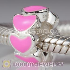 S925 Sterling Silver European Style Beads Enamel Pink Love to Love