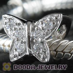 S925 Sterling Silver European Style Beads with clear Stone