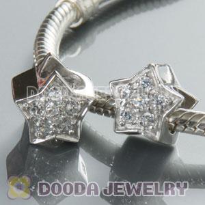 S925 Sterling Silver Charm Jewelry Beads with clear Stone