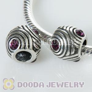 S925 Sterling Silver Charm Jewelry Beads with purple Stone