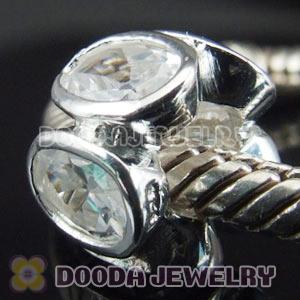 S925 Sterling Silver Charm Jewelry Beads with Clear Stone