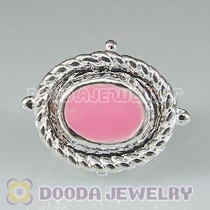 Pink enamel Tedora double hole charm beads