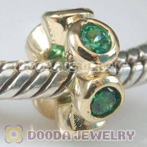 Gold Plated Charm Jewelry 925 Silver Beads with Stone