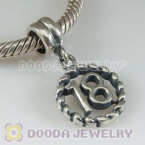925 Sterling Silver Jewelry Charms Dangle lucky number 18