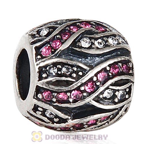 Sterling Silver Entwined Beads with Rose and Clear Austrian Crystal