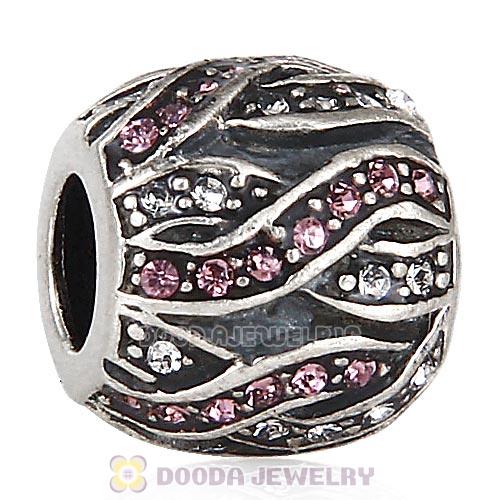 Sterling Silver Entwined Beads with Light Amethyst and Clear Austrian Crystal