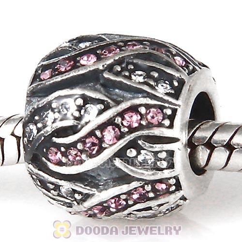 Sterling Silver Entwined Beads with Light Amethyst and Clear Austrian Crystal