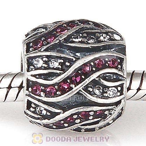 Sterling Silver Entwined Beads with Amethyst and Clear Austrian Crystal