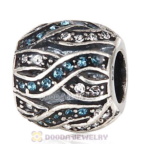 Sterling Silver Entwined Beads with Montana and Clear Austrian Crystal