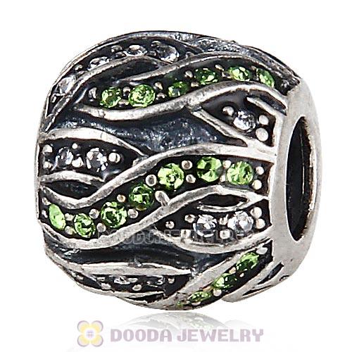 Sterling Silver Entwined Beads with Peridot and Clear Austrian Crystal