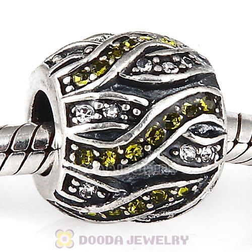 Sterling Silver Entwined Beads with Olivine and Clear Austrian Crystal