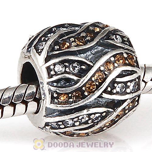 Sterling Silver Entwined Beads with Smoked Topaz and Clear Austrian Crystal