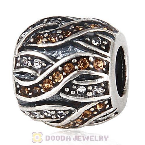 Sterling Silver Entwined Beads with Smoked Topaz and Clear Austrian Crystal