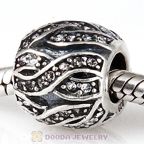 Sterling Silver Entwined Beads with Black Diamond and Clear Austrian Crystal