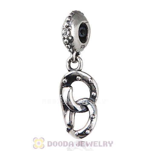 European Sterling Silver Pretzel Dangle Beads with Clear Austrian Crystal