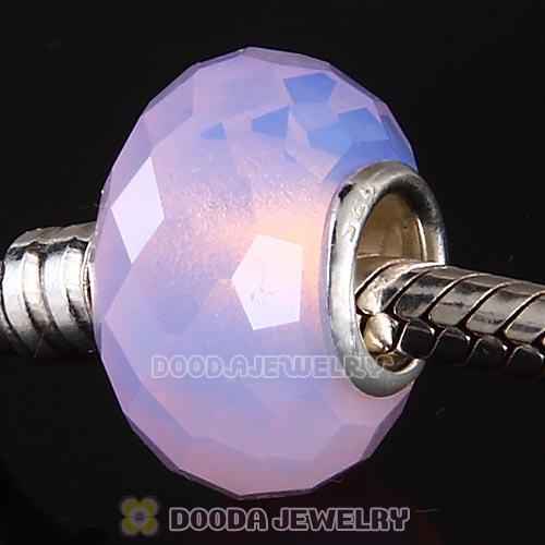 European Style Pink Faceted Opal Stone Beads in 925 silver single core