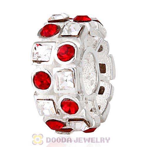 Sterling Silver Stepping Stones Beads with Light Siam and Clear Austrian Crystal