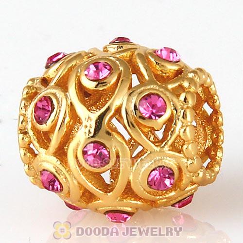 Sterling Silver Gold Plated Ocean Treasures Beads with Rose Austrian Crystal