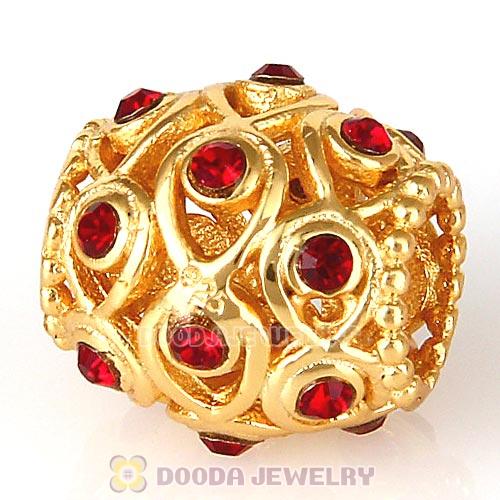 Sterling Silver Gold Plated Ocean Treasures Beads with Siam Austrian Crystal