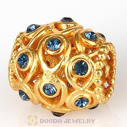 Sterling Silver Gold Plated Ocean Treasures Beads with Montana Austrian Crystal