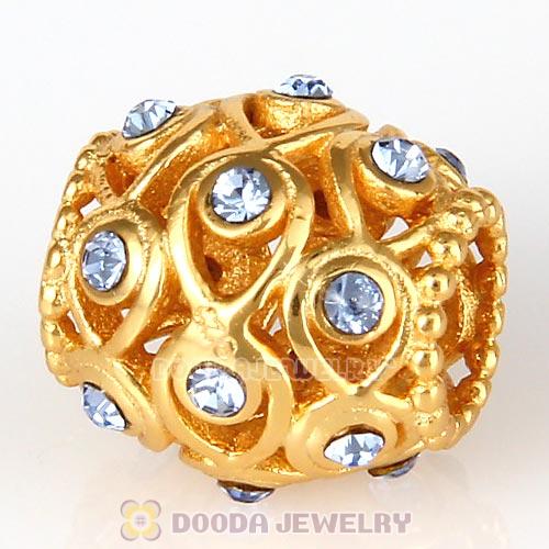 Sterling Silver Gold Plated Ocean Treasures Beads with Light Sapphire Austrian Crystal