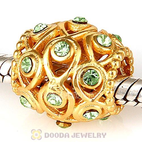 Sterling Silver Gold Plated Ocean Treasures Beads with Peridot Austrian Crystal